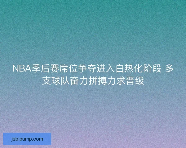 NBA季后赛席位争夺进入白热化阶段 多支球队奋力拼搏力求晋级